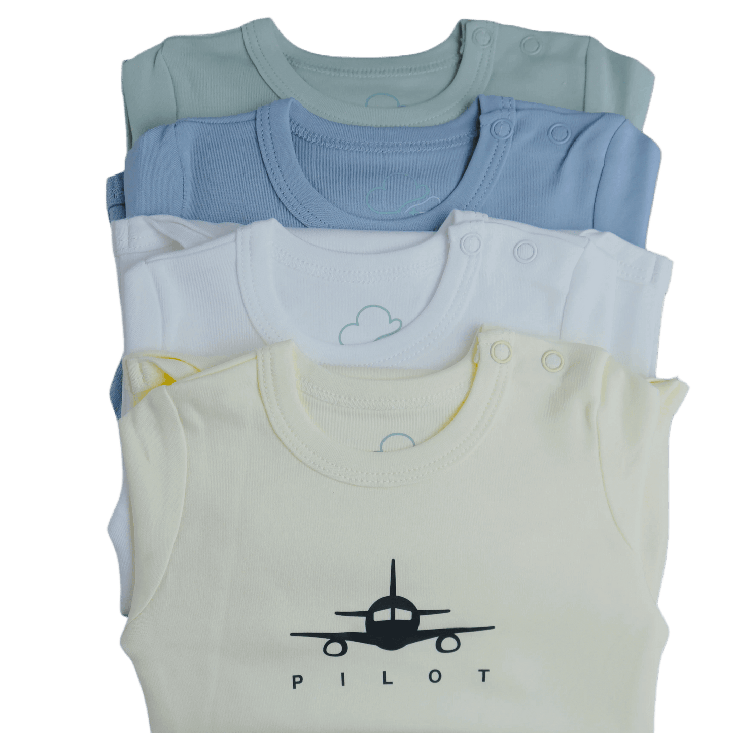 Baby Bodysuit Short Sleeve Cotton Airplane Pilot - 100% Cotton Italian Design 0-24M