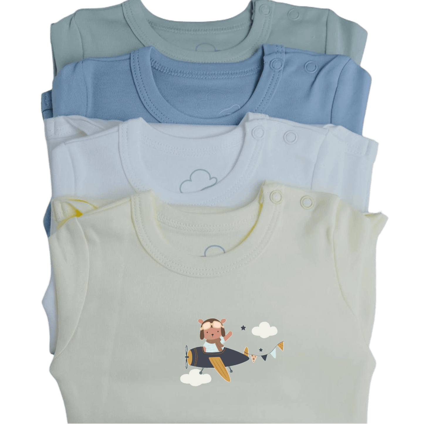 Baby Bodysuit Short Sleeve Cotton Teddy Pilot - 100% Cotton Italian Design 0-24M