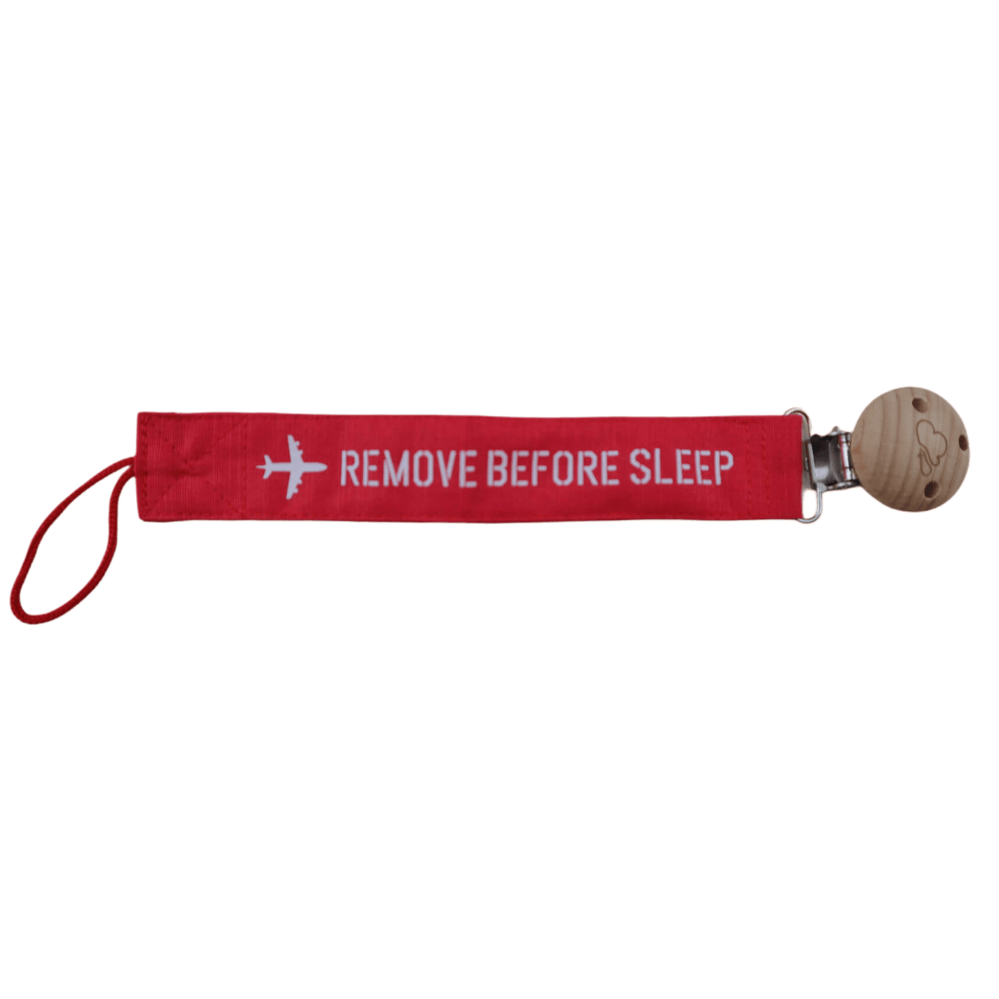 Chupetero Bebé Remove Before Sleep - Rojo Clip Madera Diseño Italiano 21cm