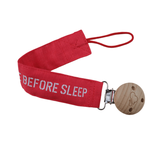 Pacifier Clip Remove Before Sleep Aviation - Baby Red Wood Italian Design 21cm