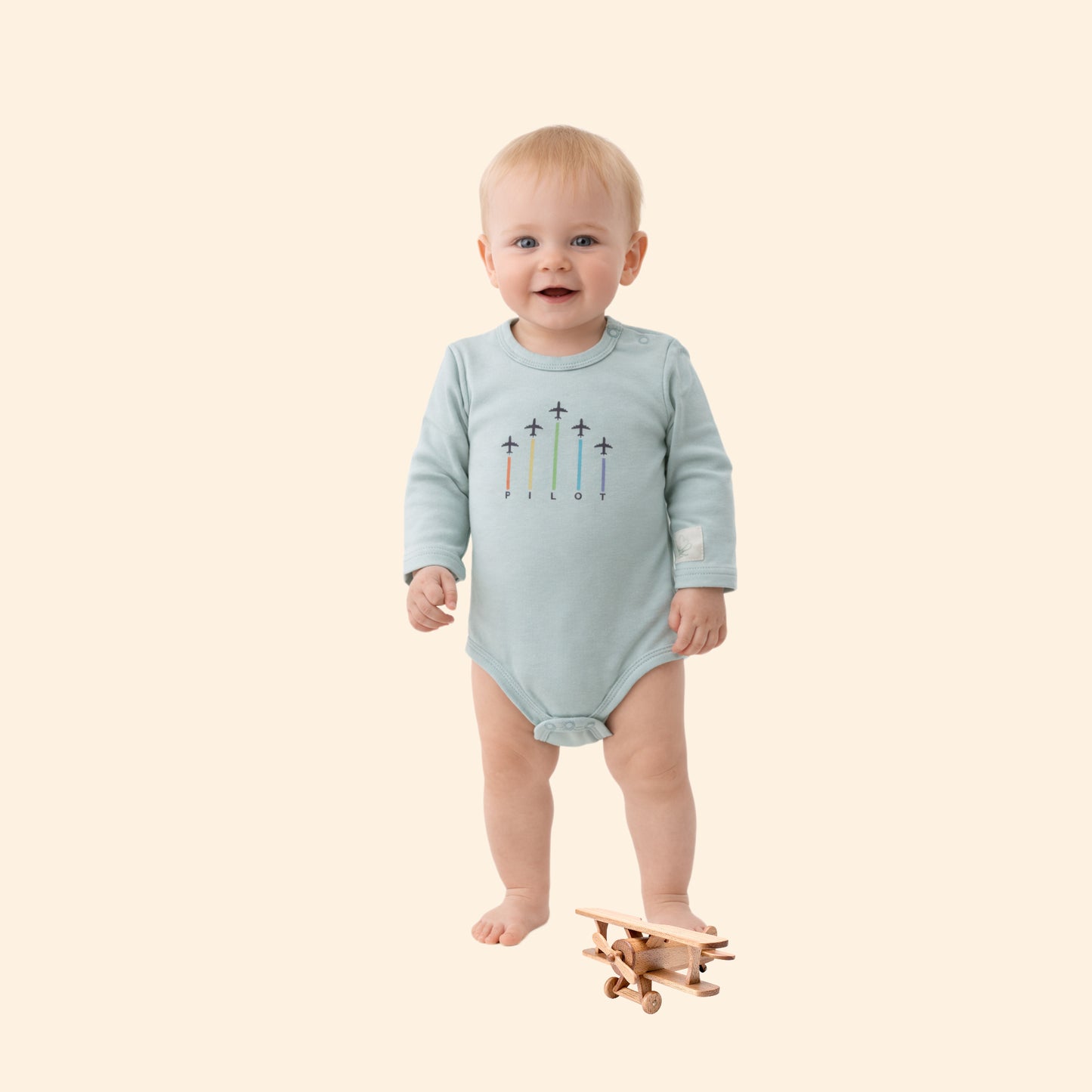 Baby Wearing Long Sleeve Onesie Aviation Theme