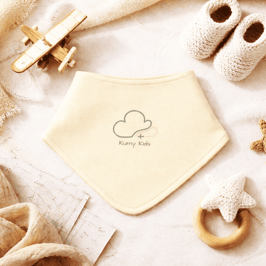 Babero Bebé Bandana Algodón Triangular - Beige Diseño Italiano 0-3 Años