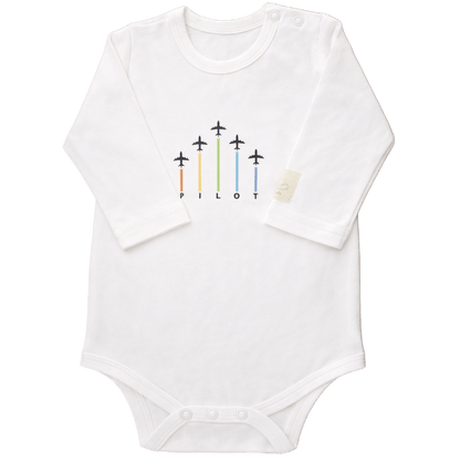 Aviation baby bodysuit, ivory long sleeve with arrows print – Kumy Kids