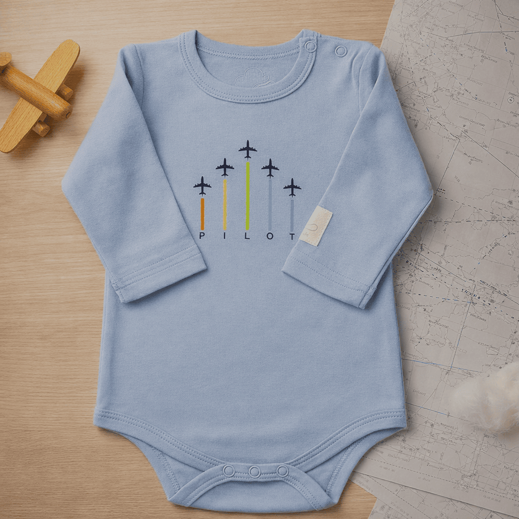 Body Piloto Bebé Manga Larga - 100% Algodón Diseño Italiano 0-24M