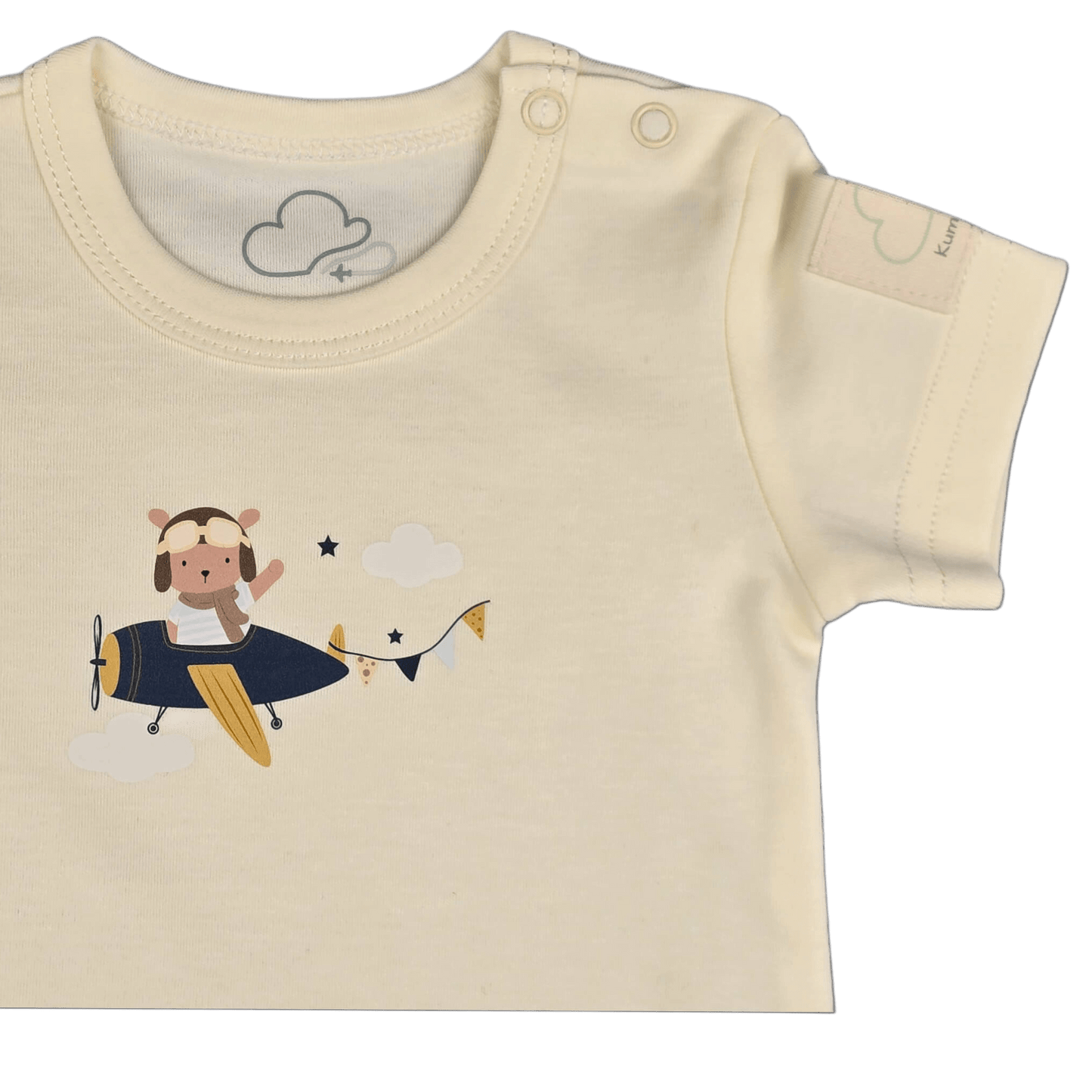 Baby Bodysuit Short Sleeve Cotton Teddy Pilot - 100% Cotton Italian Design 0-24M