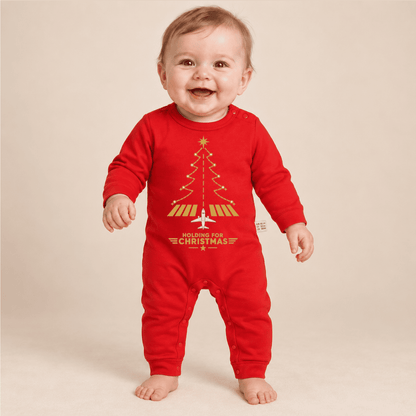 Body Navideño Rojo para Bebé – Diseño Aviation Runway Tree
