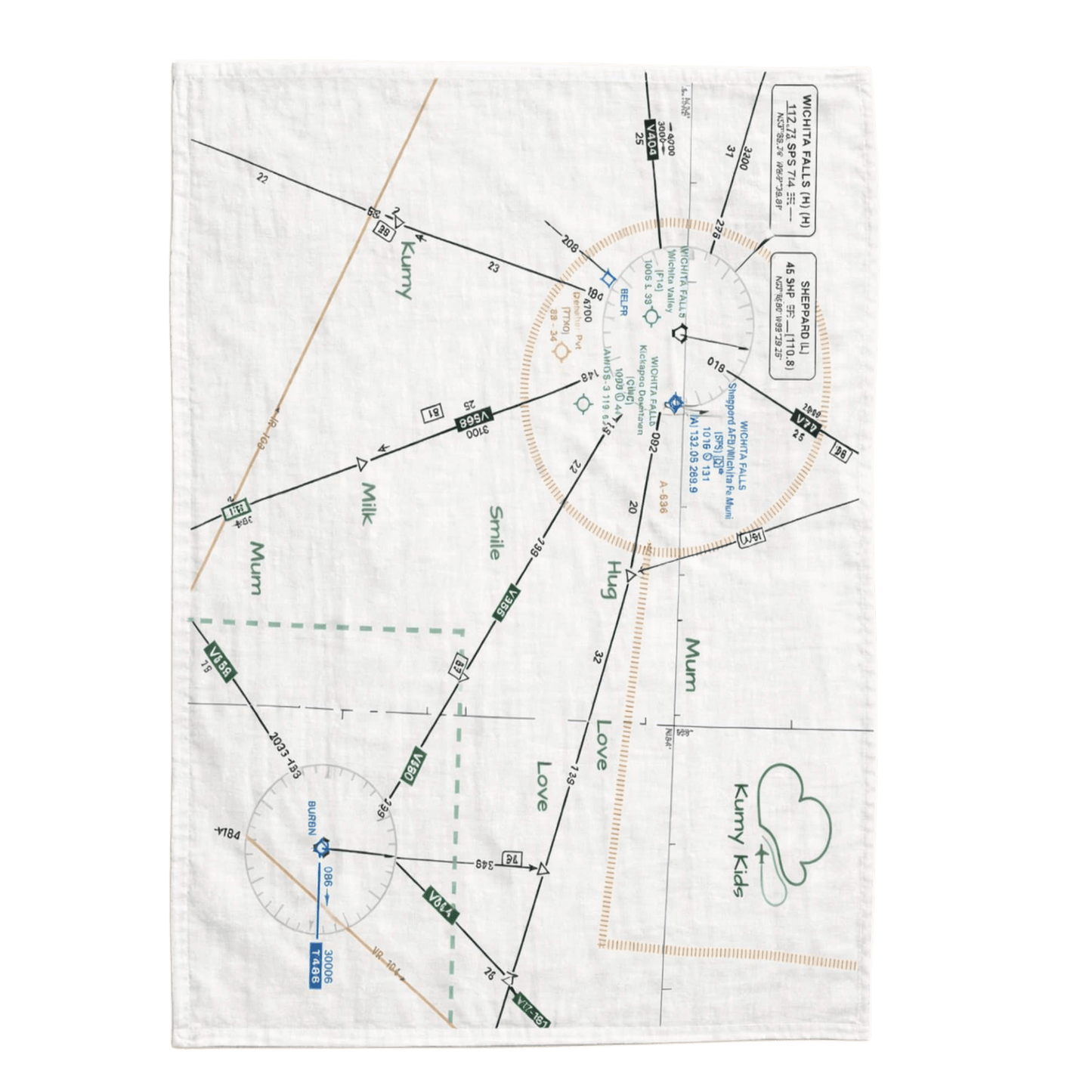 Muselina Bebé Mapa Aviación Diseño Algodón - Suave Italiana 110x160cm 0-36M