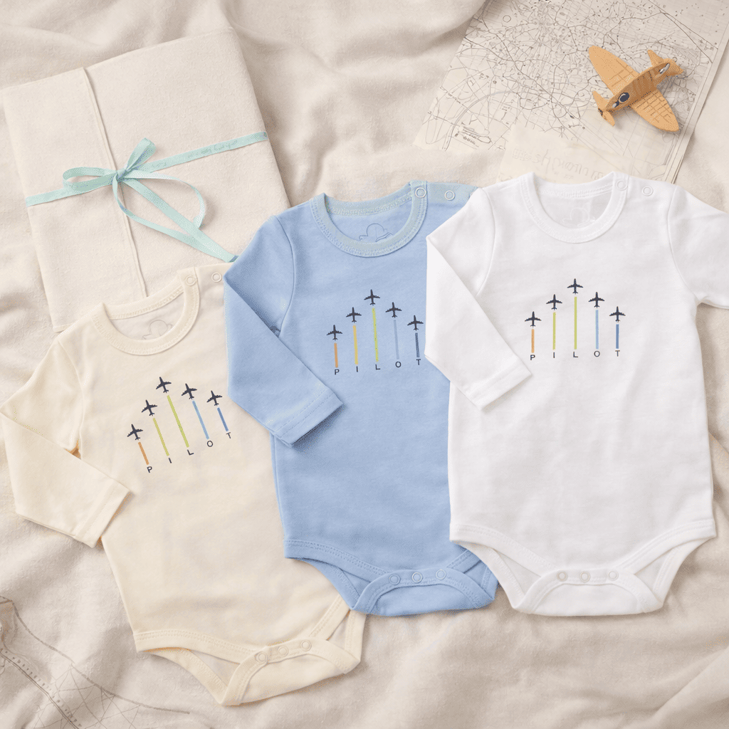Body Piloto Bebé Manga Larga - 100% Algodón Diseño Italiano 0-24M