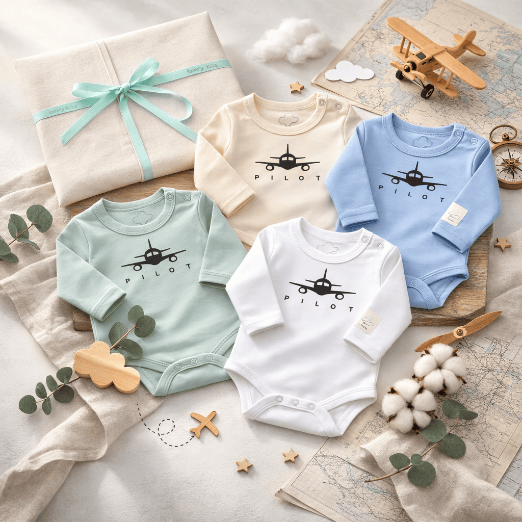 Body Piloto Bebé Manga Larga - 100% Algodón Diseño Italiano 0-24M