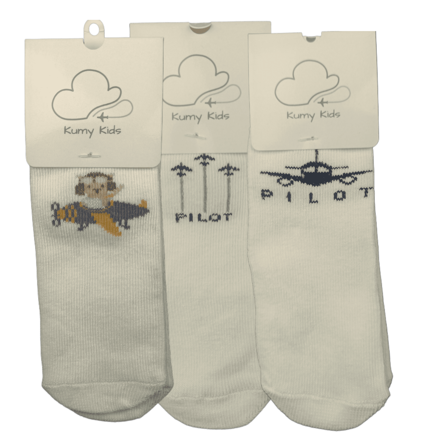 Calcetines Algodón Bebé Diseño Aviación - Suaves Elásticos Italiano 0-24M