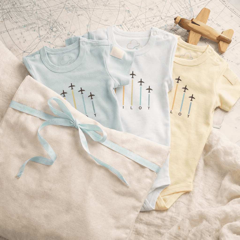Baby Pilot Bodysuit Short Sleeve Aerobatic - Aviation - 100% Cotton Italian Design 0-24M
