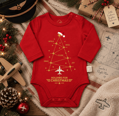 Body Navideño Rojo para Bebé – Diseño Aviation Flight Path