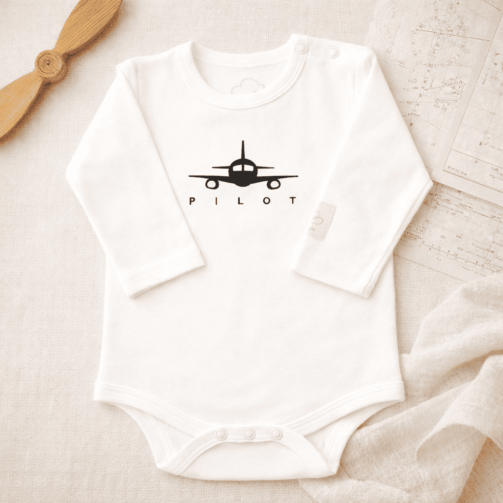 Body Piloto Bebé Manga Larga - 100% Algodón Diseño Italiano 0-24M