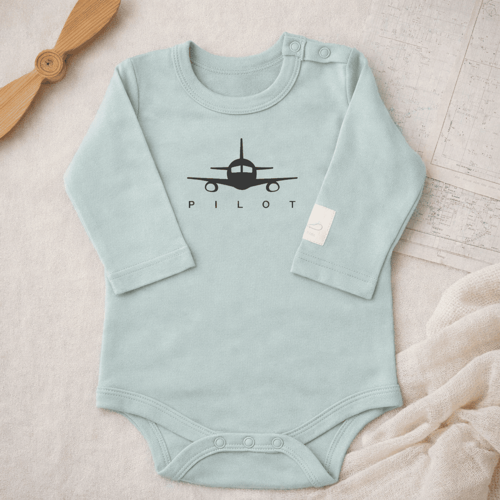 Body Piloto Bebé Manga Larga - 100% Algodón Diseño Italiano 0-24M