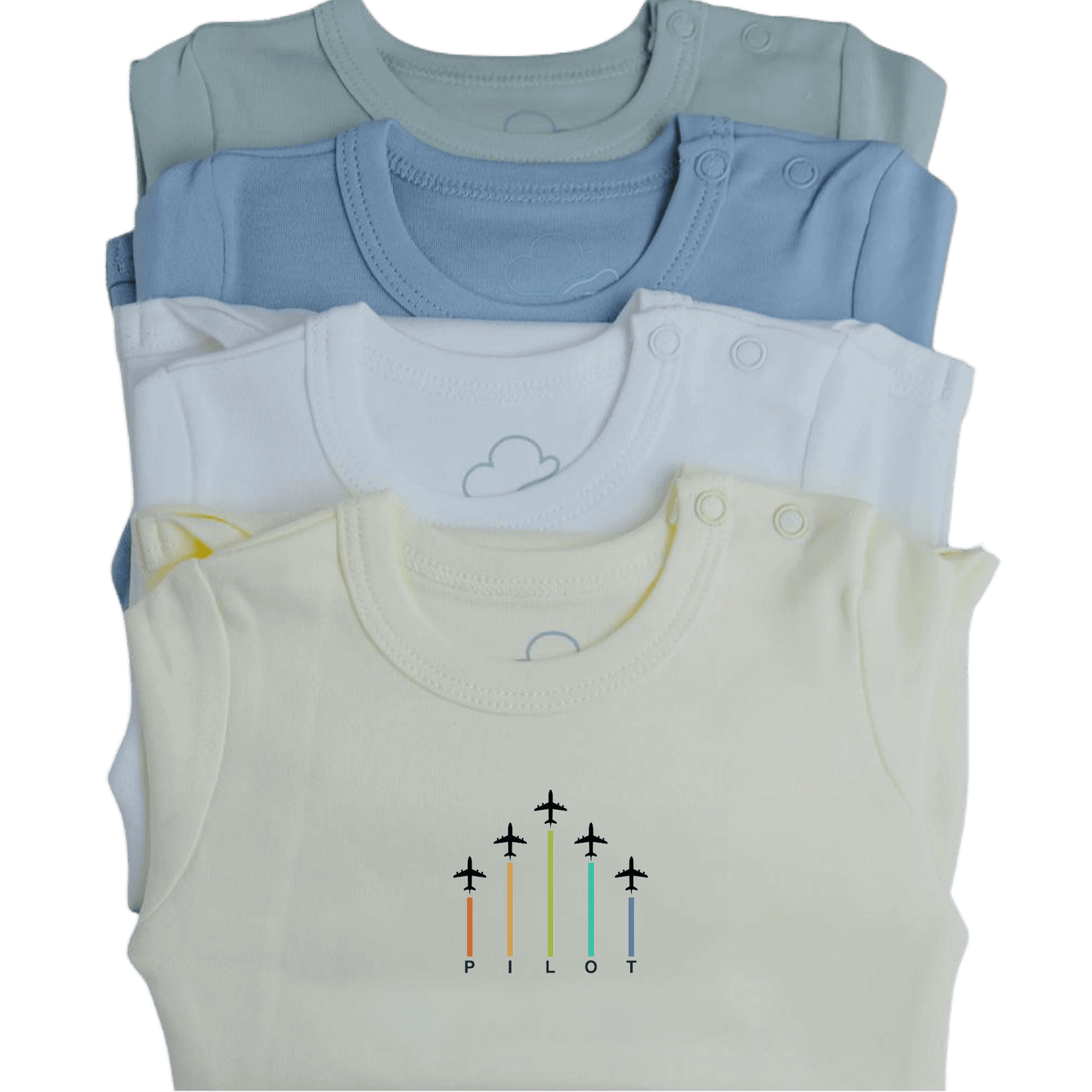 Baby Pilot Bodysuit Short Sleeve Aerobatic - Aviation - 100% Cotton Italian Design 0-24M