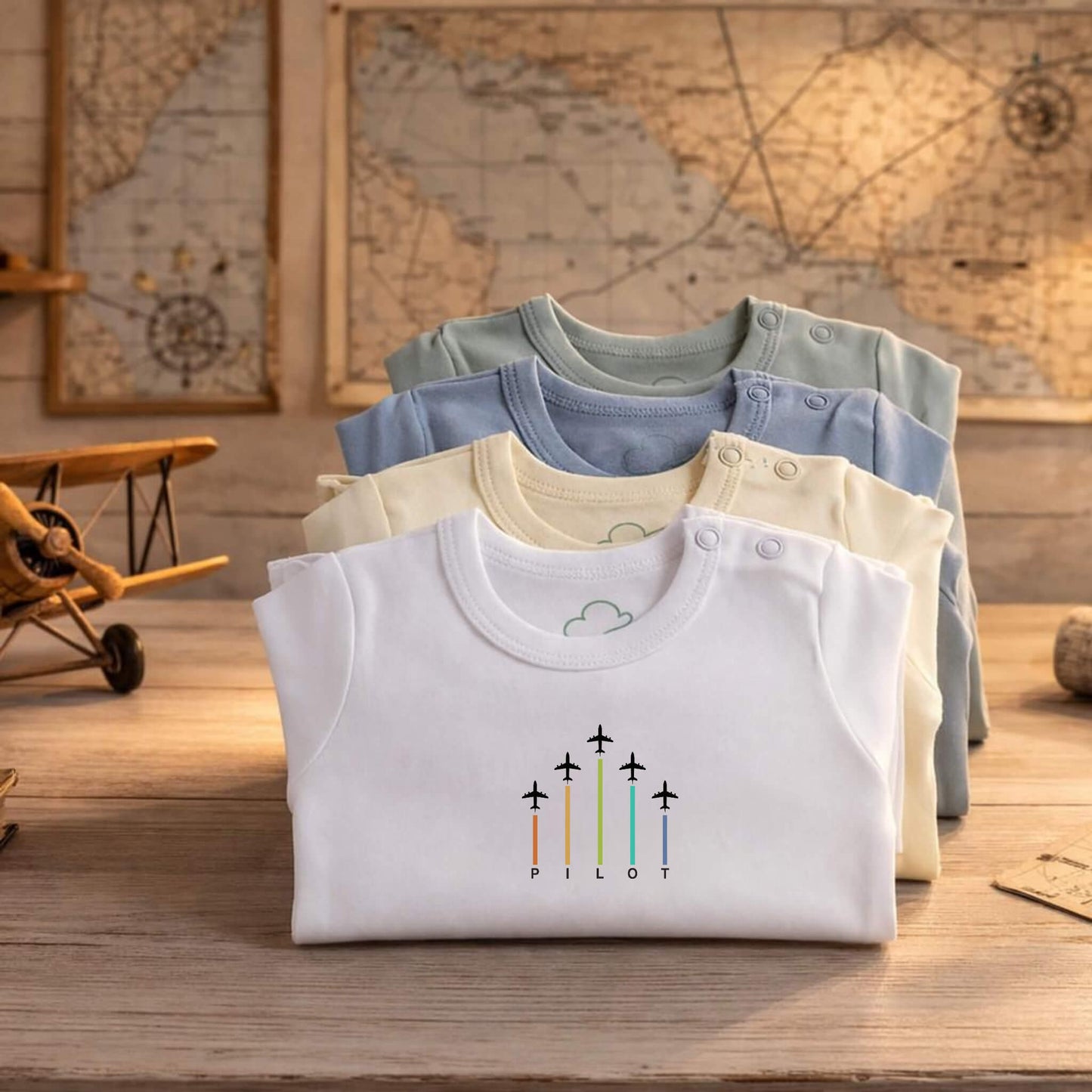 Body Piloto Bebé Manga Larga - 100% Algodón Diseño Italiano 0-24M