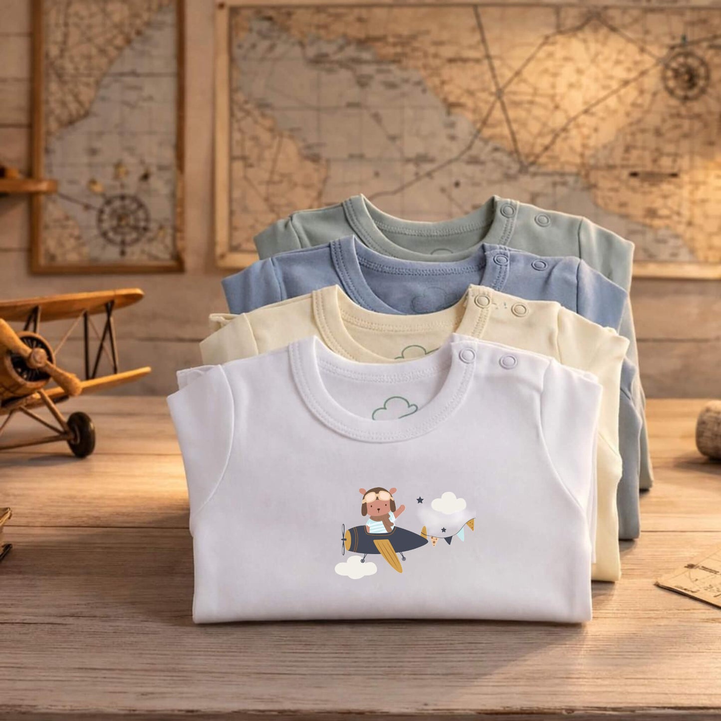 Body Piloto Bebé Manga Larga - 100% Algodón Diseño Italiano 0-24M