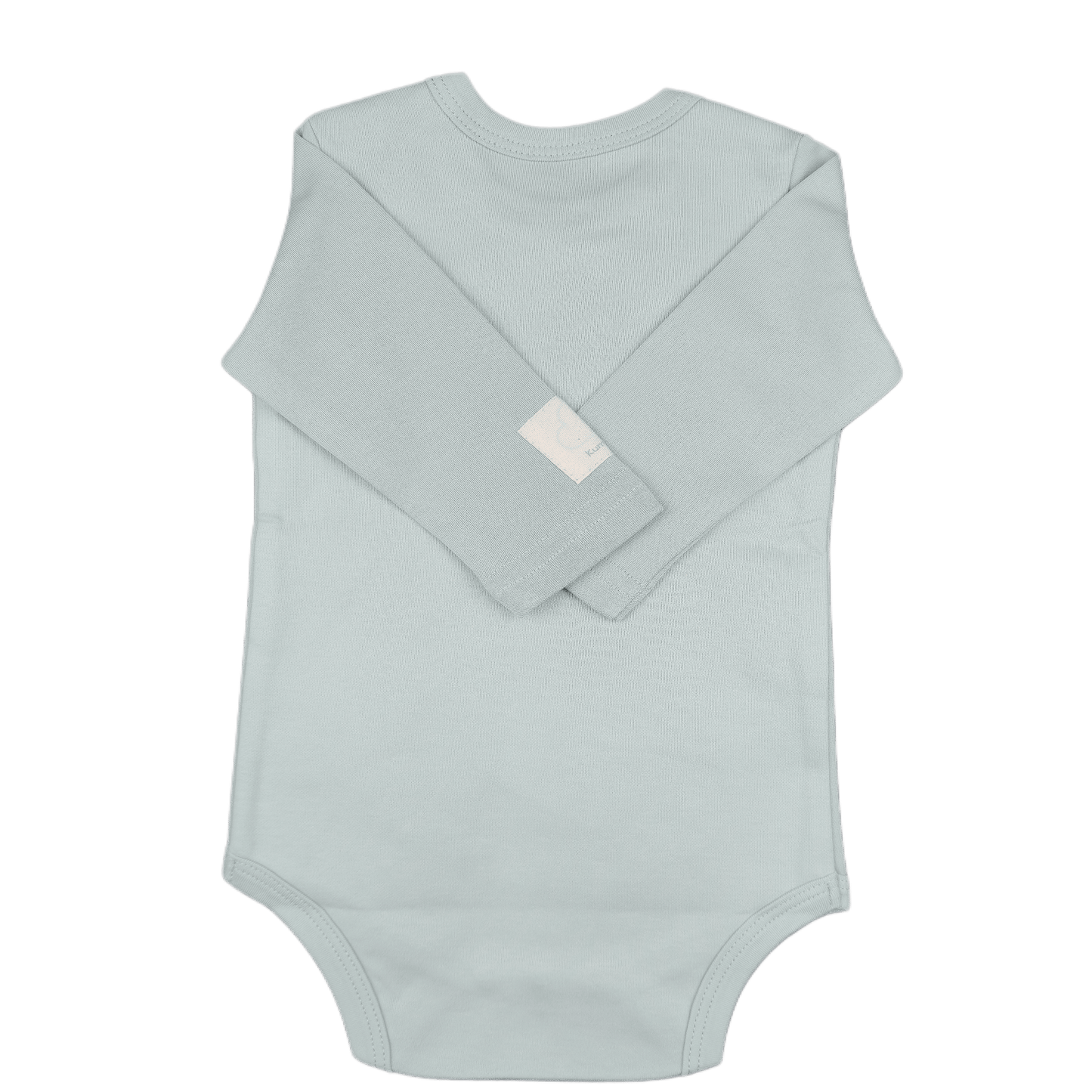 Sage green baby onesie with back view