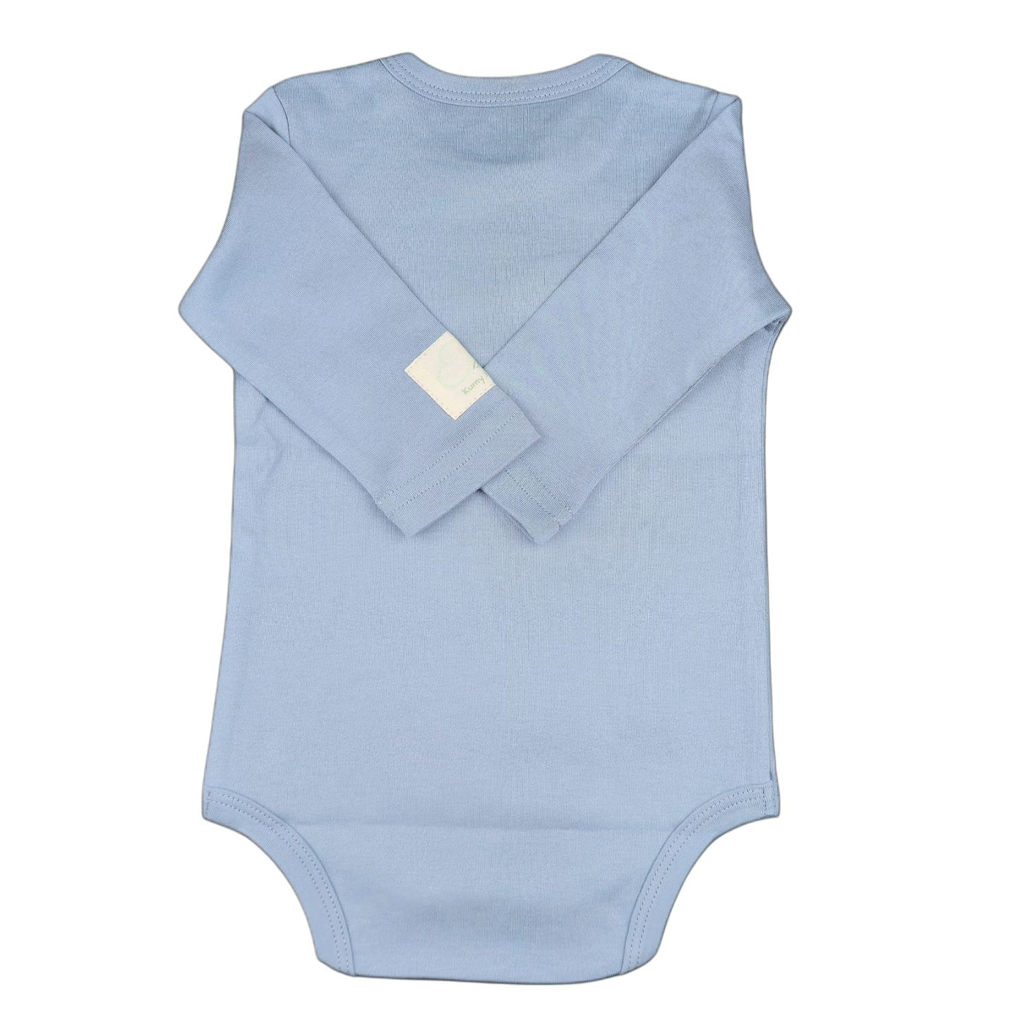 Light blue baby bodysuit with long sleeves  shkjbgback view