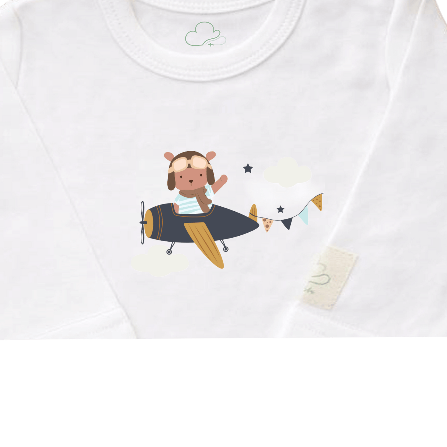 Baby Teddy Pilot Bodysuit Long Sleeve - Aviation 100% Cotton Italian Design 0-24M