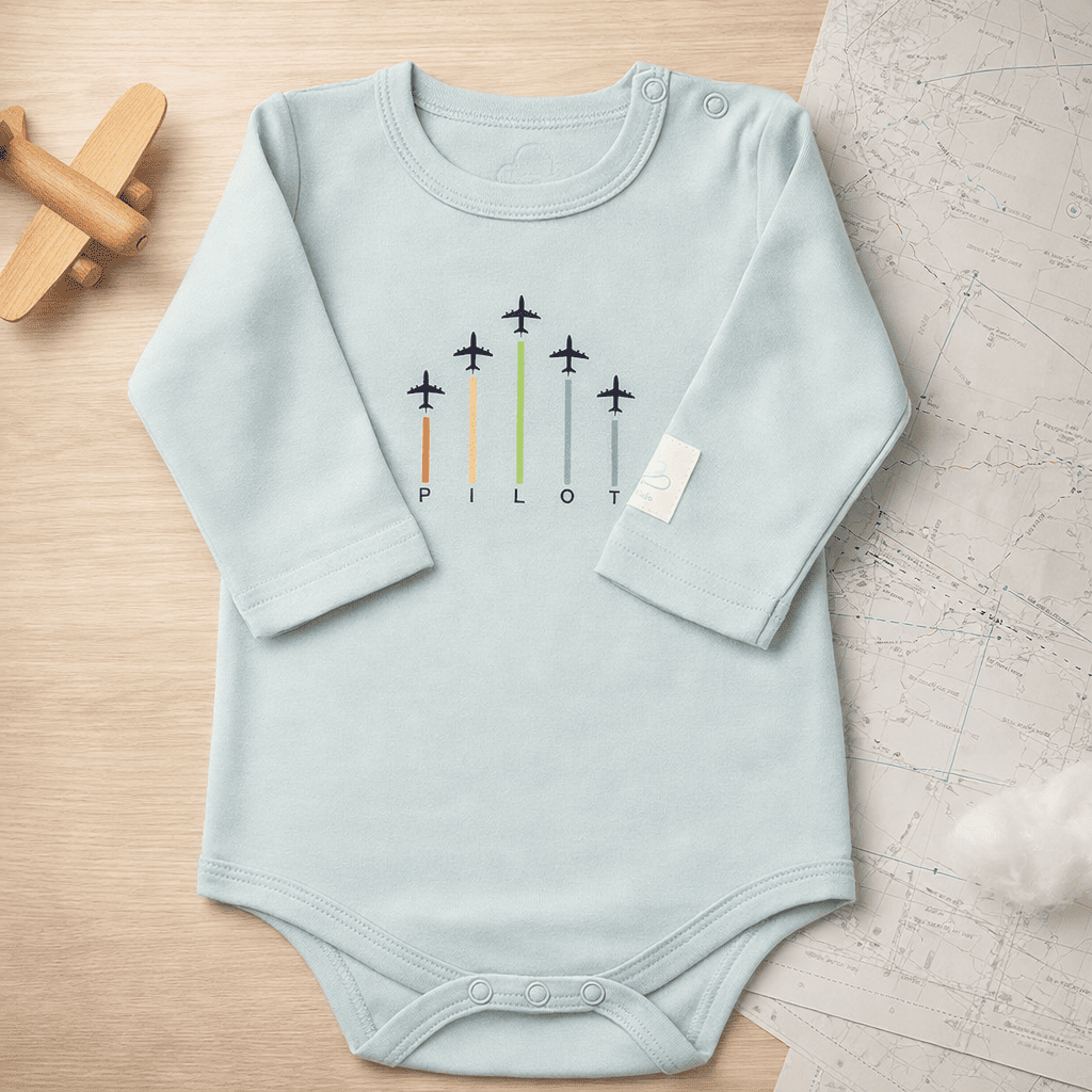 Body Piloto Bebé Manga Larga - 100% Algodón Diseño Italiano 0-24M
