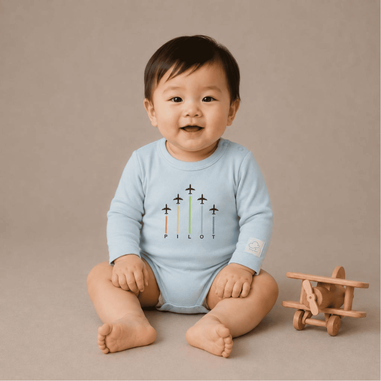 Baby Pilot Bodysuit Long Sleeve Aerobatic - Aviation 100% Cotton Italian Design 0-24M