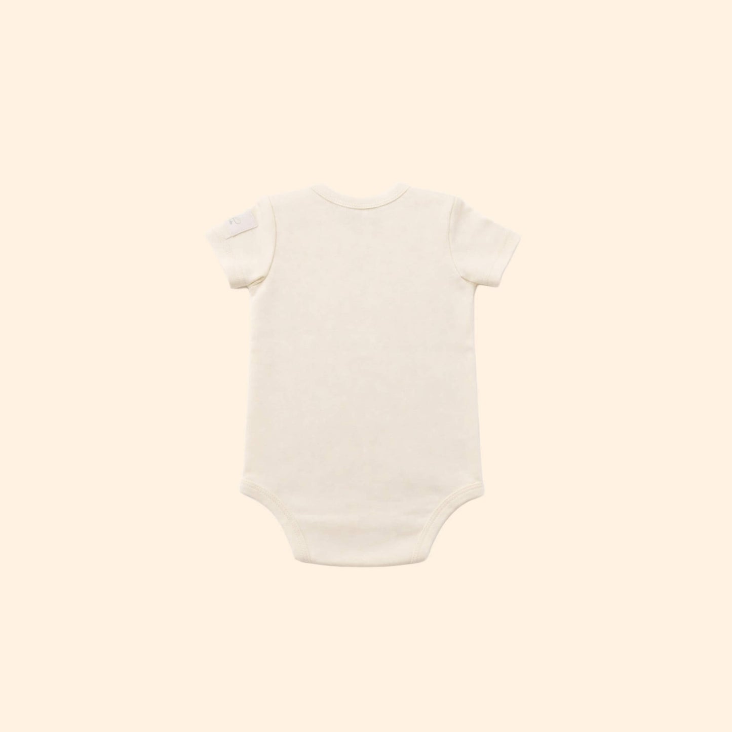 Short Sleeve Beige Baby Onesie Back View