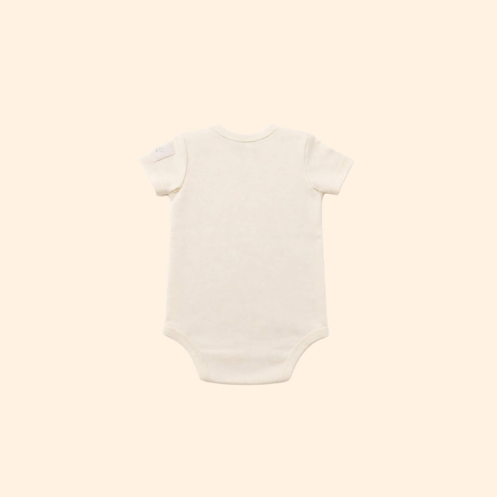 Short Sleeve Beige Baby Onesie Back View