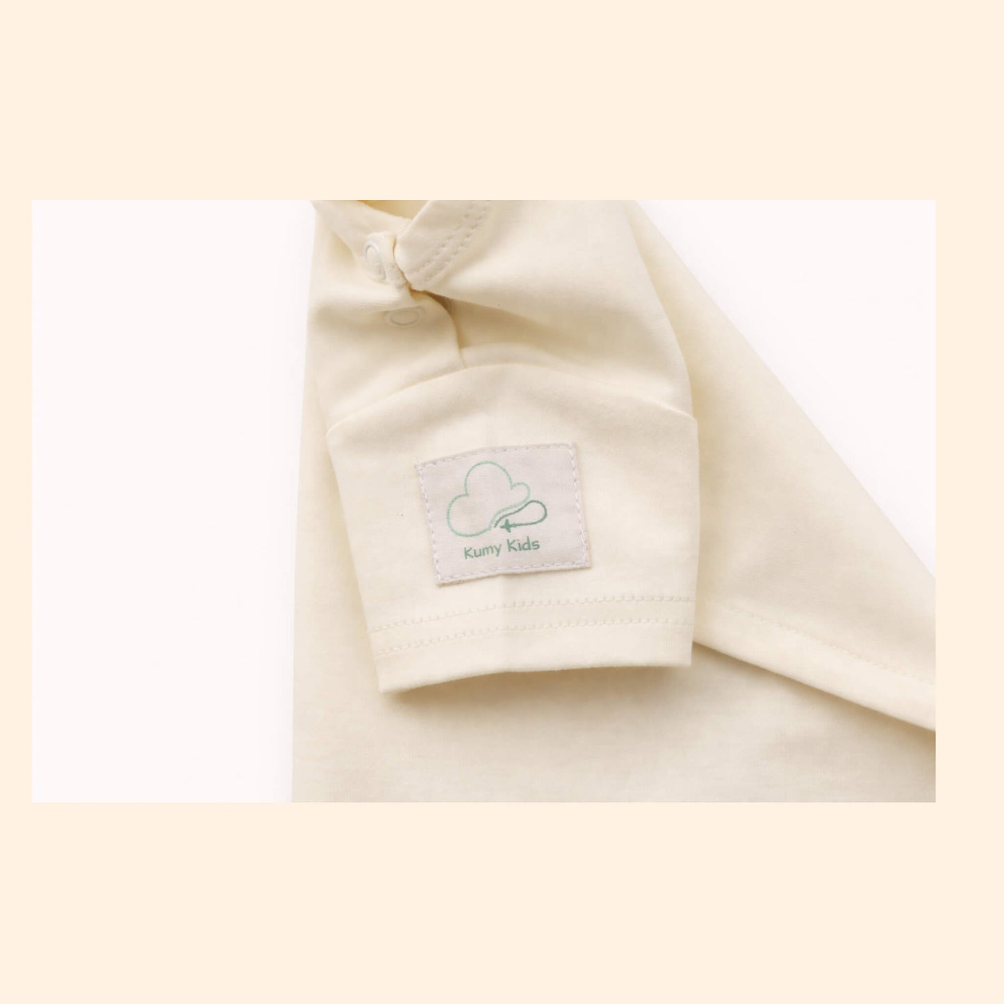 Short Sleeve Beige Baby Onesie Logo Details