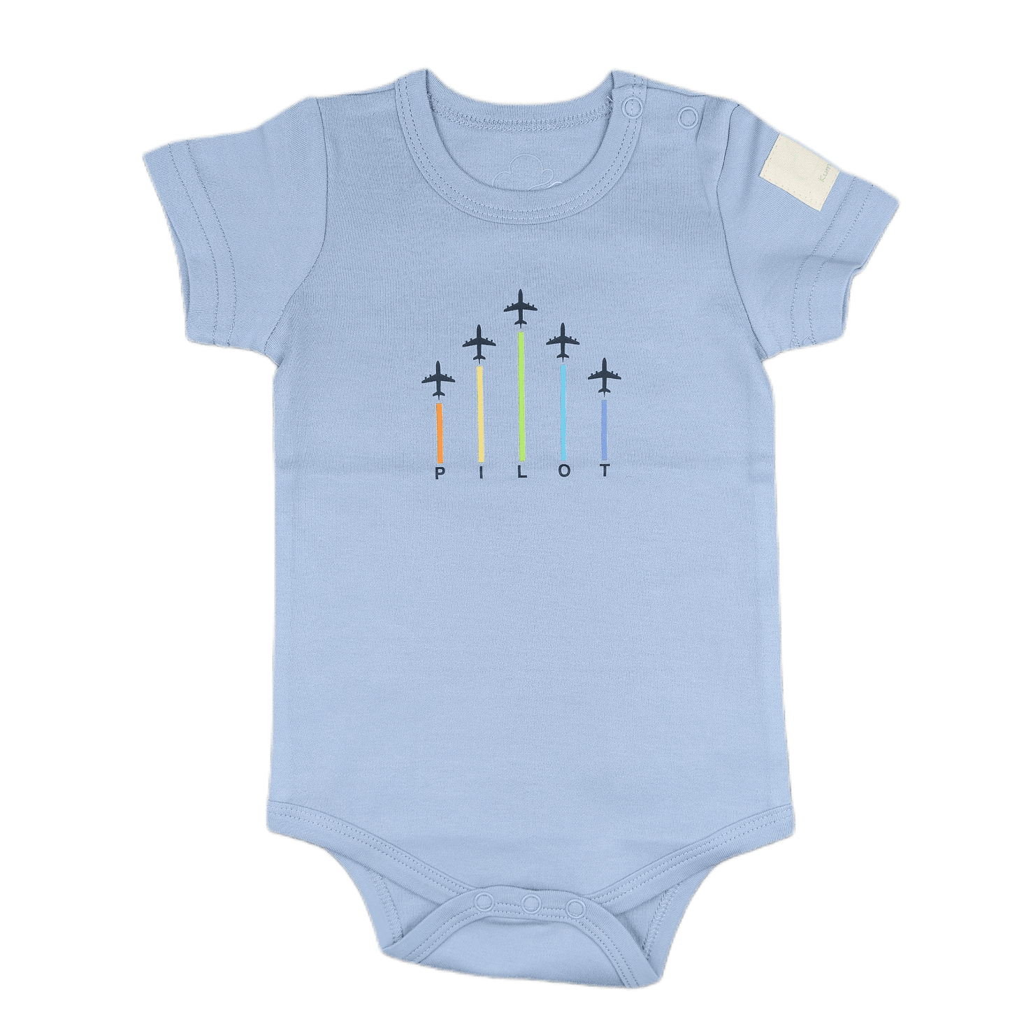 Baby Short Sleeve Aviation Bodysuit - 100% Cotton Italian Design 0-24M