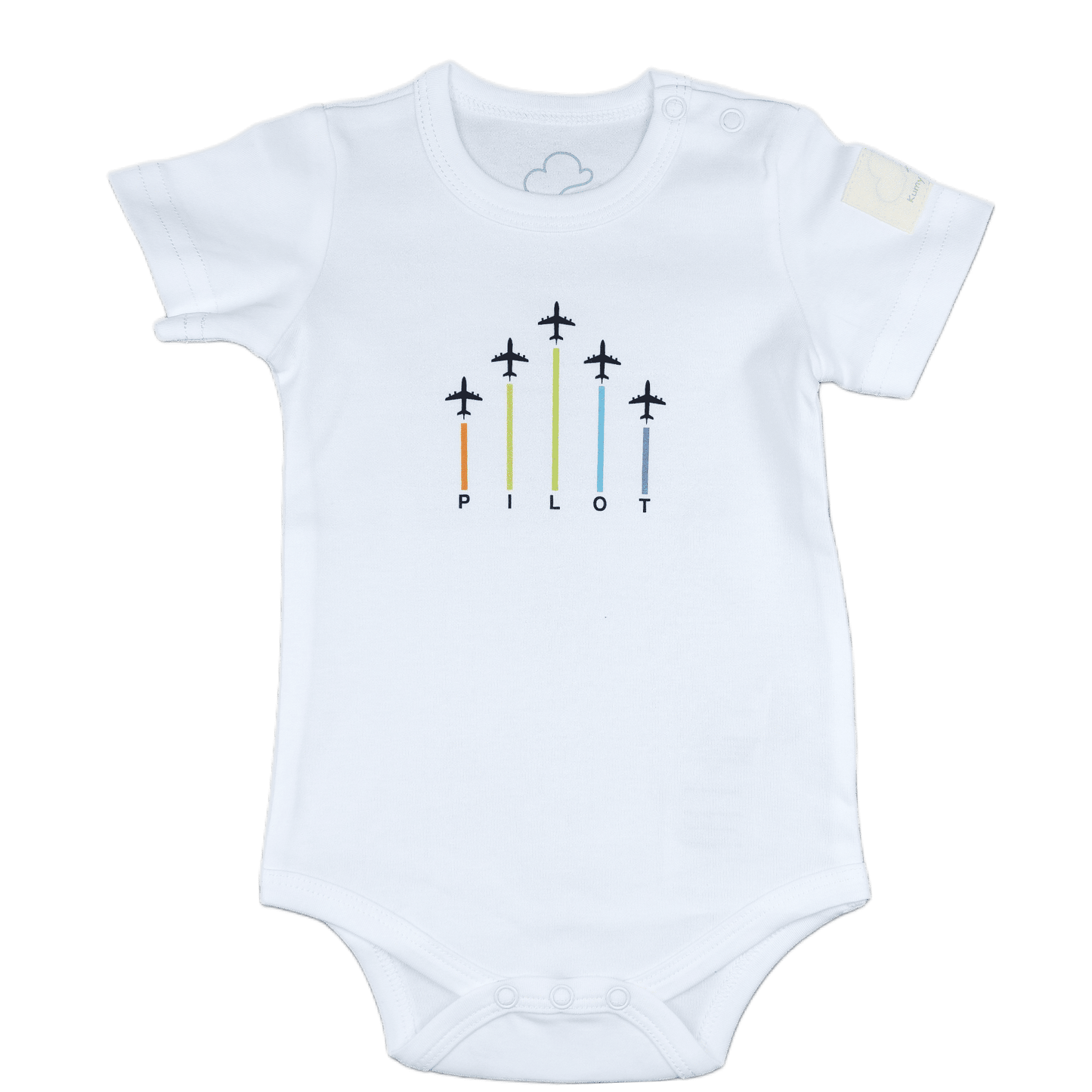 Baby Short Sleeve Aviation Bodysuit - 100% Cotton Italian Design 0-24M