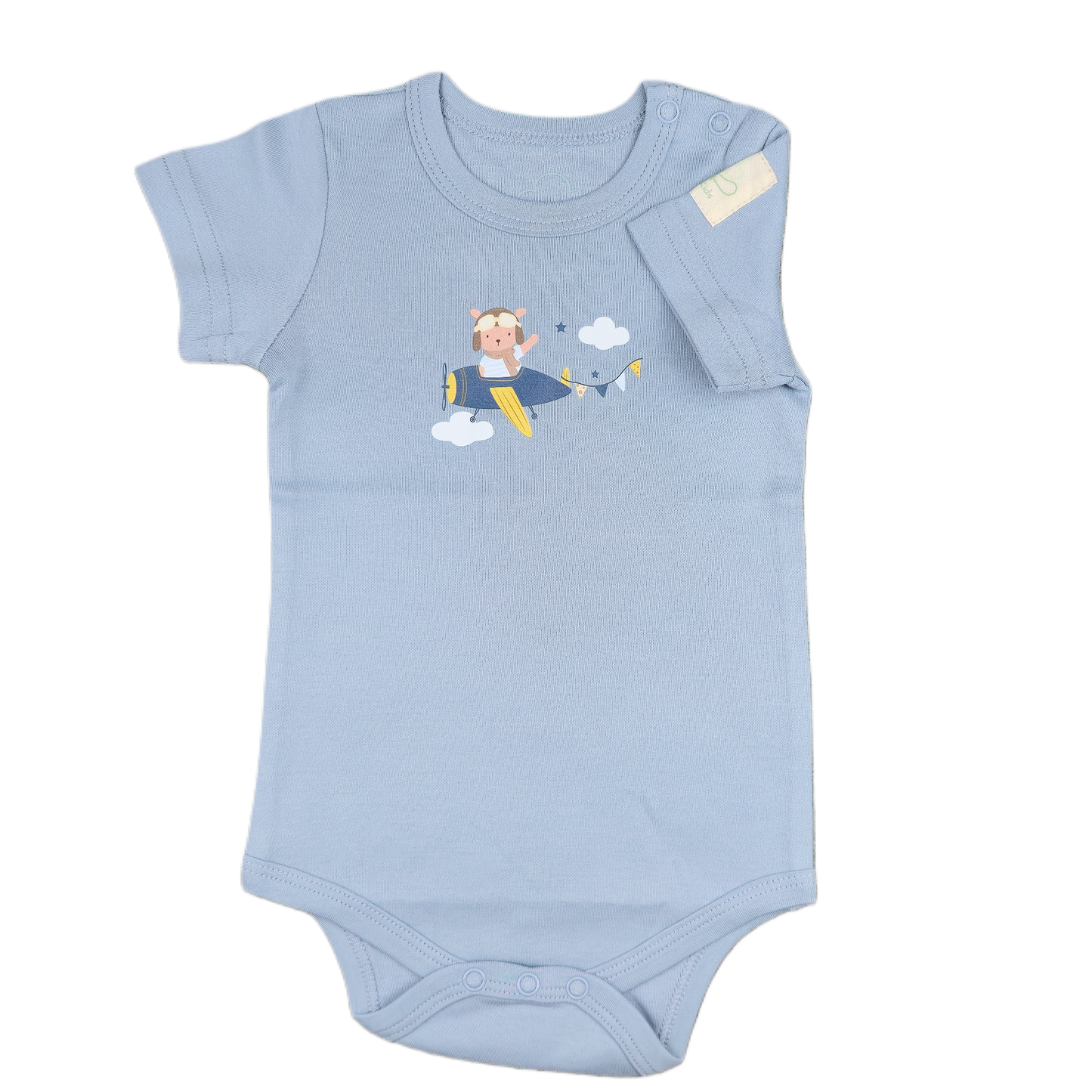 Baby Bodysuit Short Sleeve Cotton Teddy Pilot - 100% Cotton Italian Design 0-24M