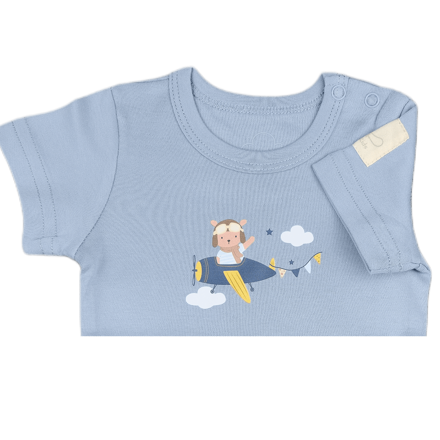 Baby Bodysuit Short Sleeve Cotton Teddy Pilot - 100% Cotton Italian Design 0-24M