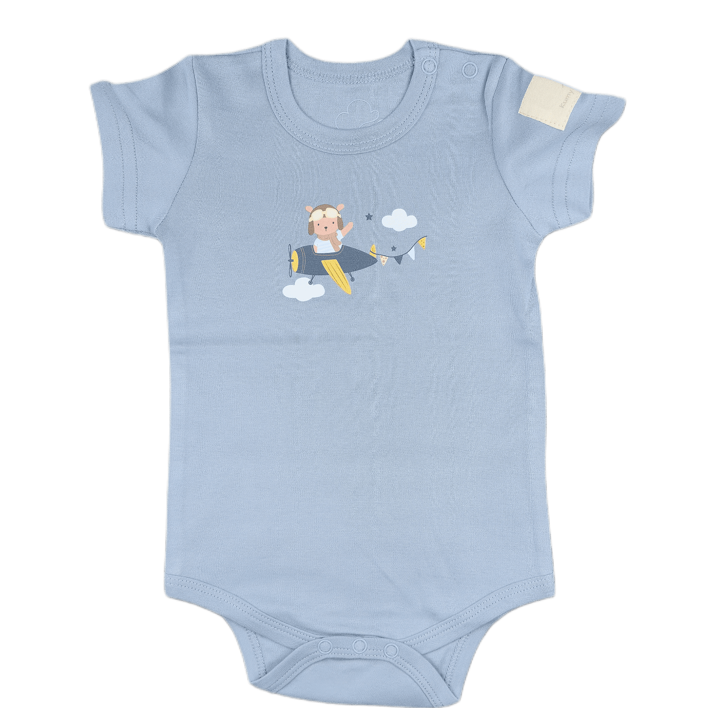 Baby Short Sleeve Aviation Bodysuit - 100% Cotton Italian Design 0-24M