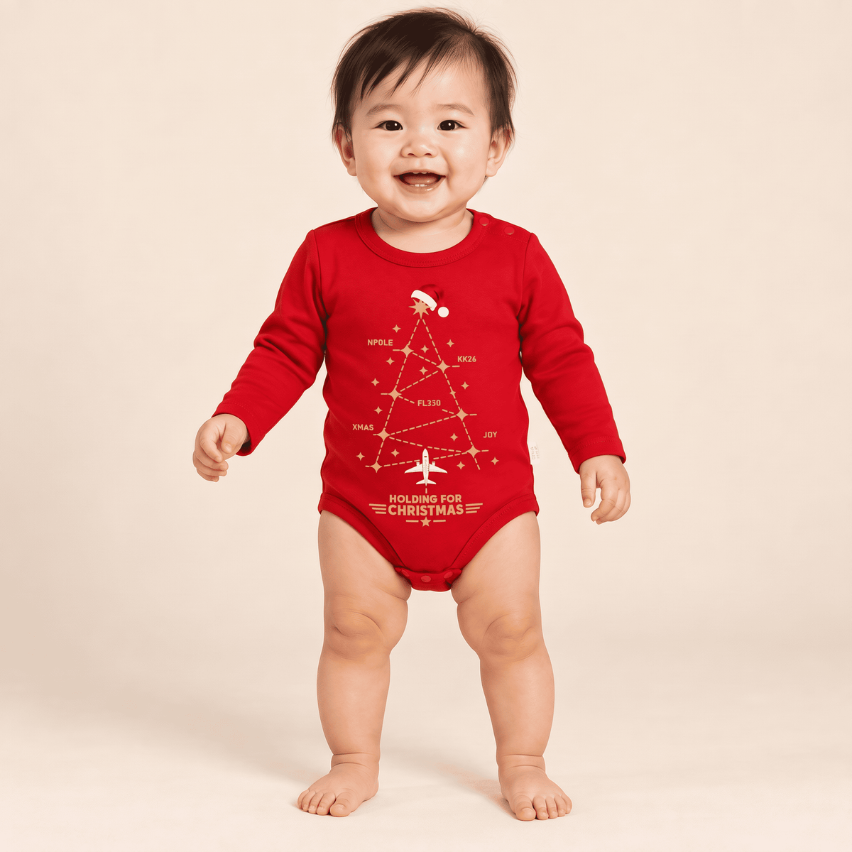 Body Navideño Rojo para Bebé – Diseño Aviation Flight Path