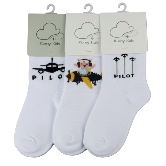 Baby Cotton Socks  Aviation Design - Soft Ribbed Design