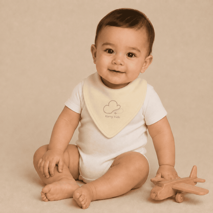 Baby Bib Bandana Cotton Aviation Logo - Beige Triangle Italian Design 0-3Y