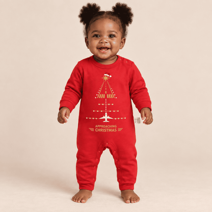 Red Aviation Christmas Baby Romper – Runway Approach Design
