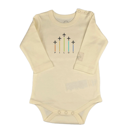 Baby Pilot Bodysuit Long Sleeve Aerobatic - Aviation 100% Cotton Italian Design 0-24M