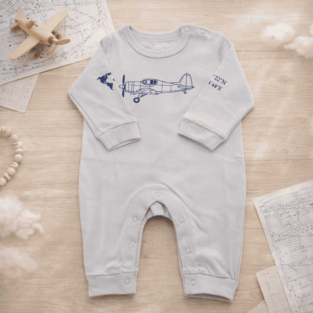 Pijama Bebé Manga Larga Algodón Aviación - 100% Algodón Peinado Diseño Italiano 0-24M