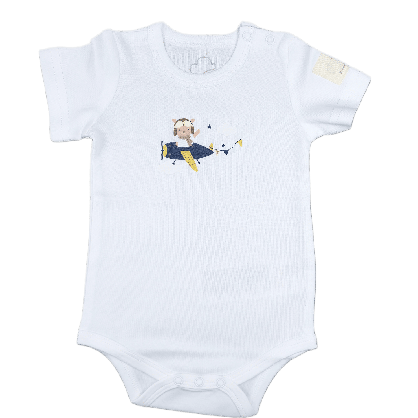 Baby Short Sleeve Aviation Bodysuit - 100% Cotton Italian Design 0-24M