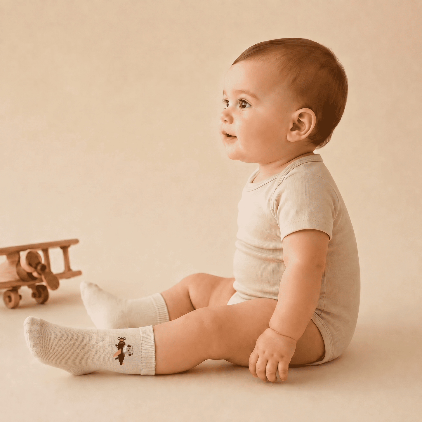 Baby Socks Cotton Teddy Pilot Aviation - Soft Ribbed Italian Design 0-24M