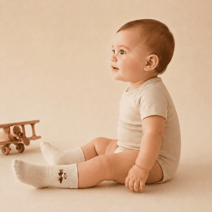 Baby Socks Cotton Teddy Pilot Aviation - Soft Ribbed Italian Design 0-24M
