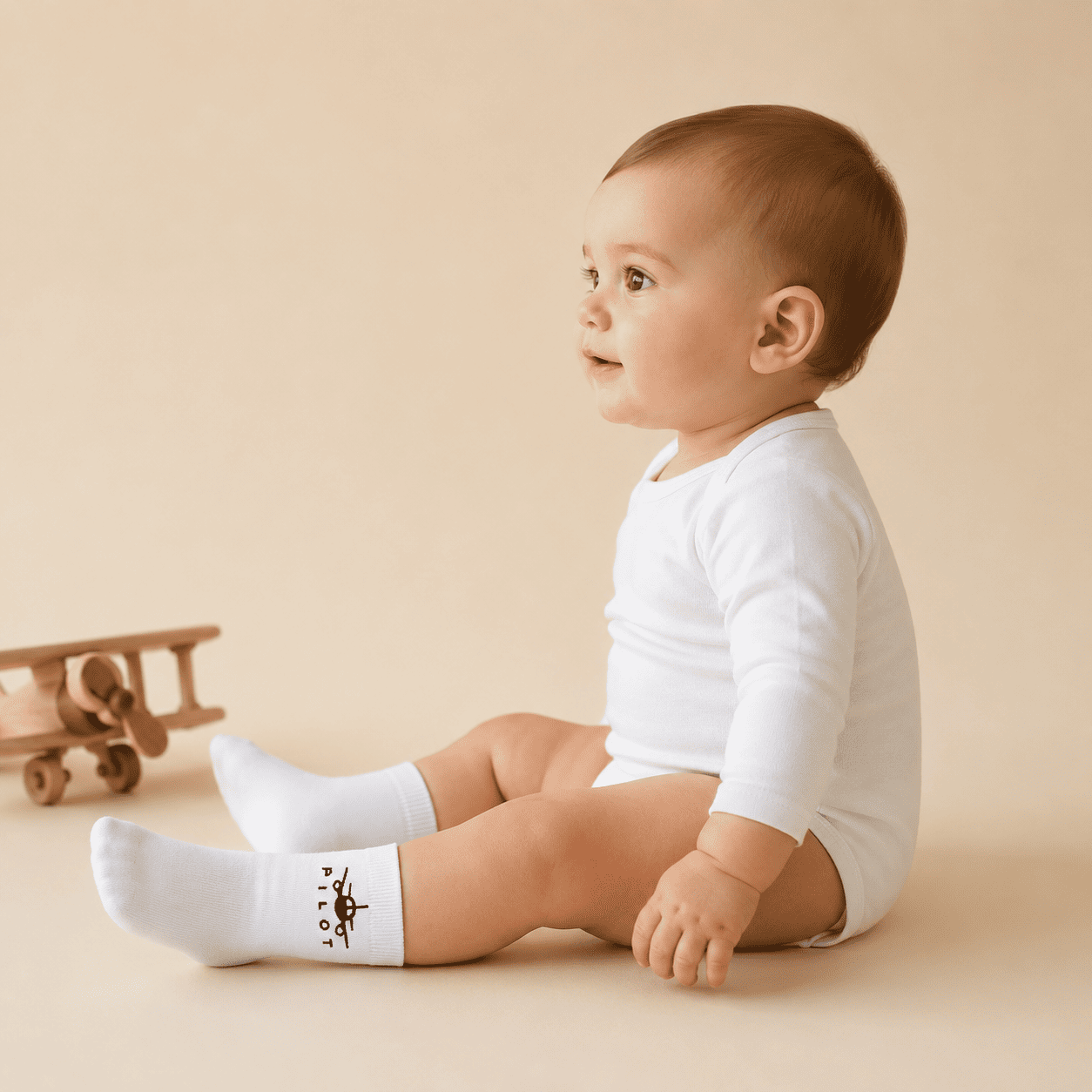 Baby Cotton Socks Airplane Pilot Aviation - Soft Ribbed Italian Design 0-24M