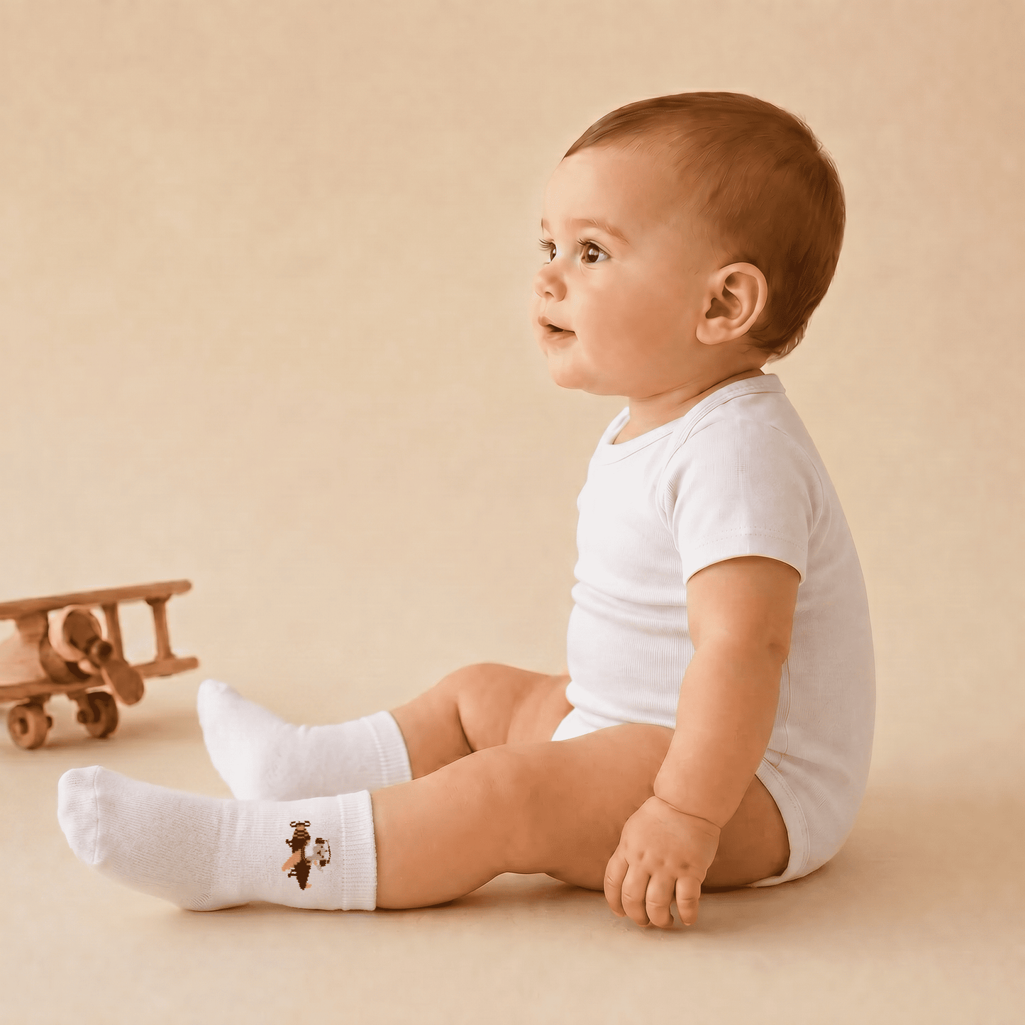 Baby Socks Cotton Teddy Pilot Aviation - Soft Ribbed Italian Design 0-24M