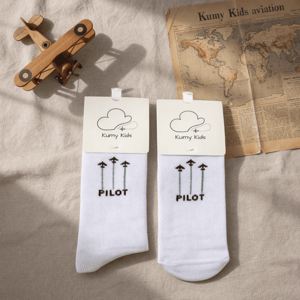 Calcetines Algodón Bebé Diseño Aviación - Suaves Elásticos Italiano 0-24M