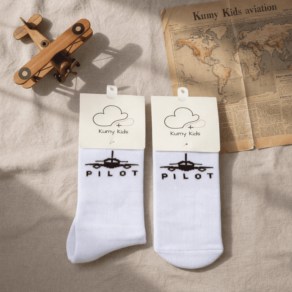Calcetines Algodón Bebé Diseño Aviación - Suaves Elásticos Italiano 0-24M