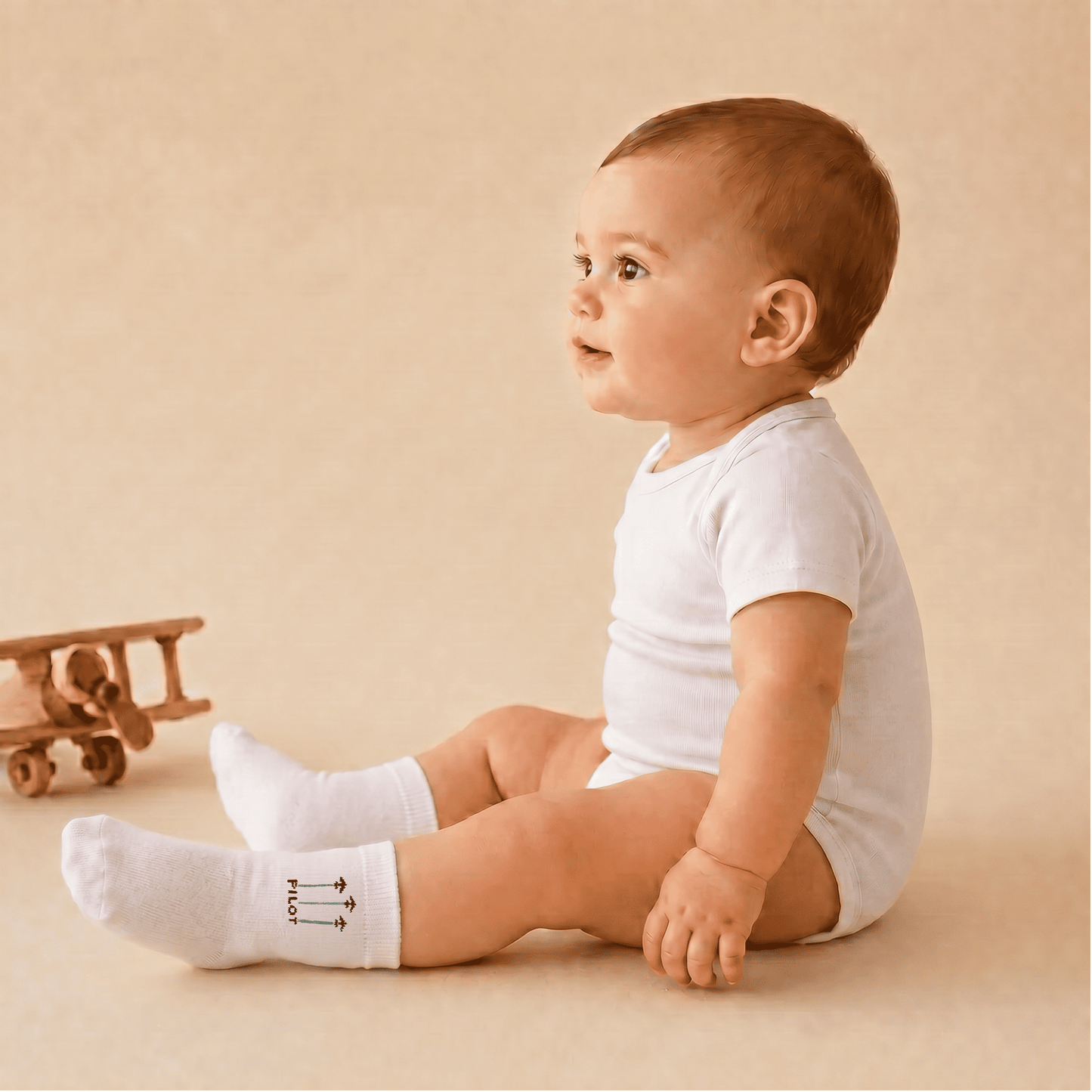 Baby Cotton Socks Pilot Aviation Design - Soft Ribbed Italian 0-24M