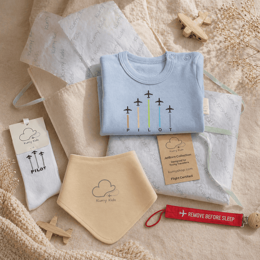 Newborn baby gift set with aviation bodysuit socks and accessories