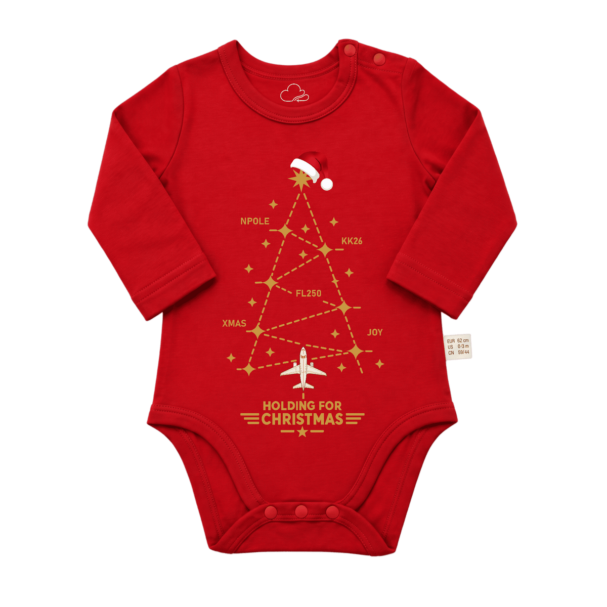 Body Navideño Rojo para Bebé – Diseño Aviation Flight Path